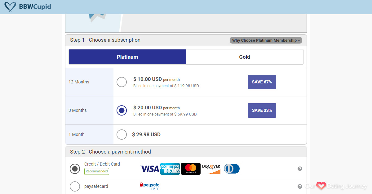 BBWCupid Platinum Membership Cost