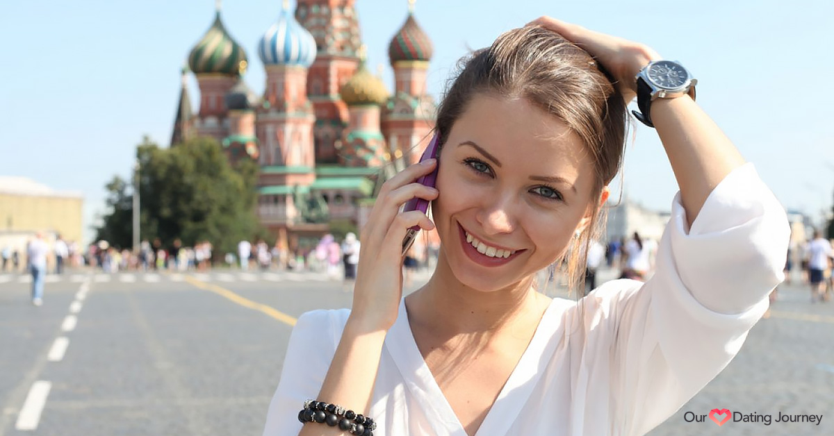 An attractive young Russain woman on phone