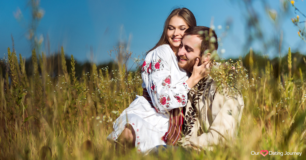 Ukrainian couple out in the field