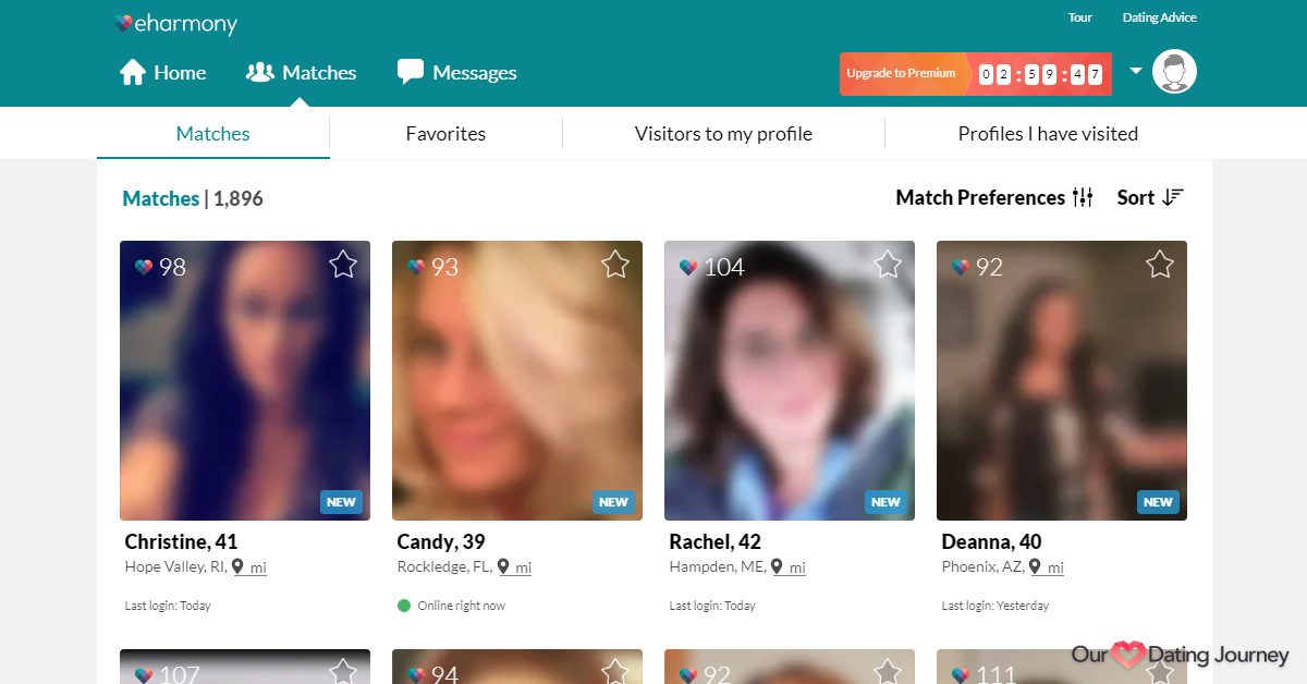 eharmony matches blurred out