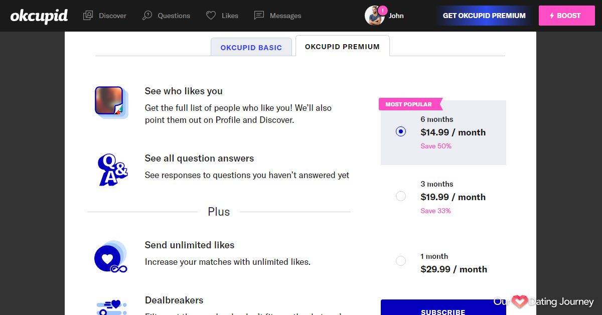 OkCupid Premium Membership Option