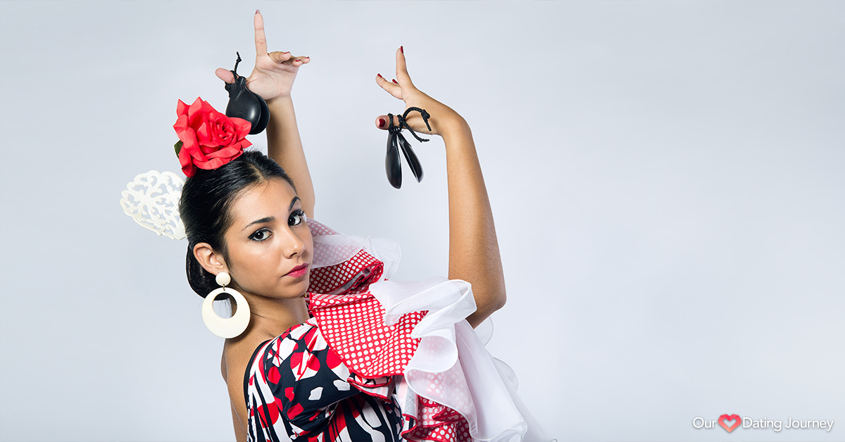 Latin flamenco dancer in red and black Latin flamenco dancer in red and black