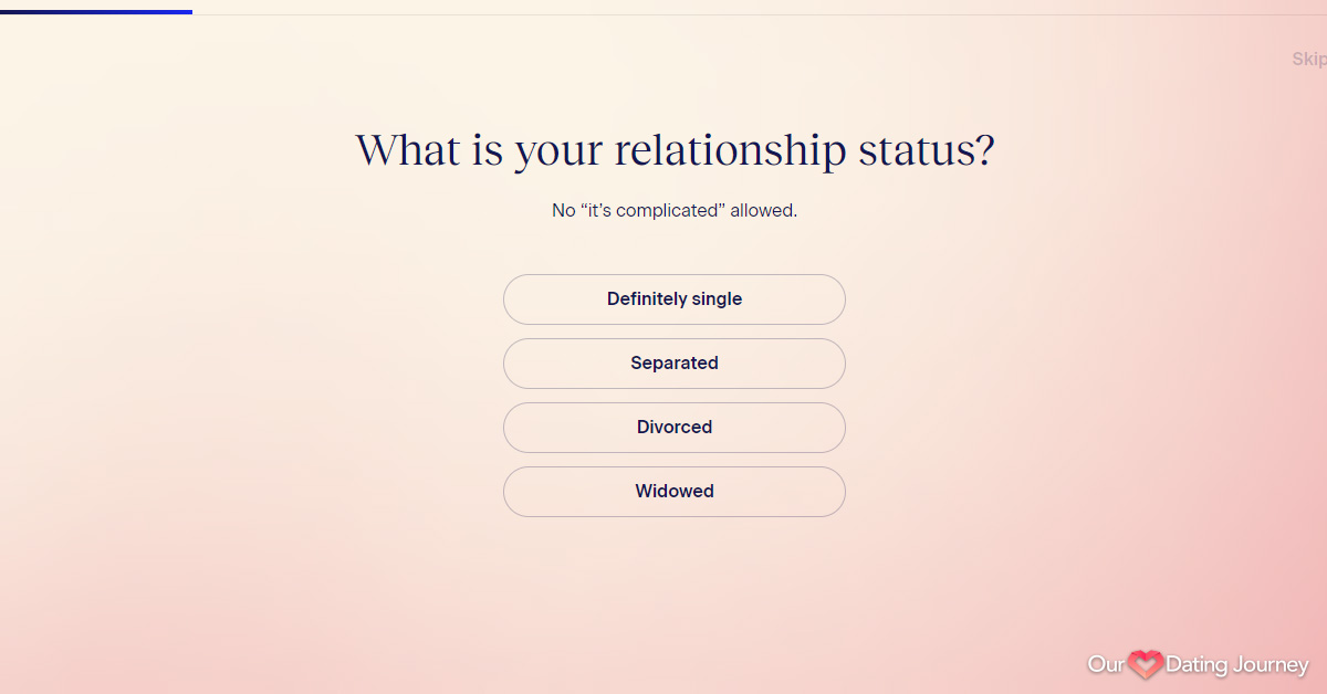 match dating site questionnaire status